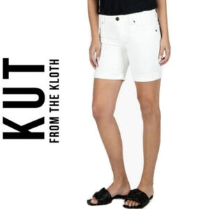 KUT from the Kloth 0 Catherine Boyfriend White Denim Mid Rise Shorts